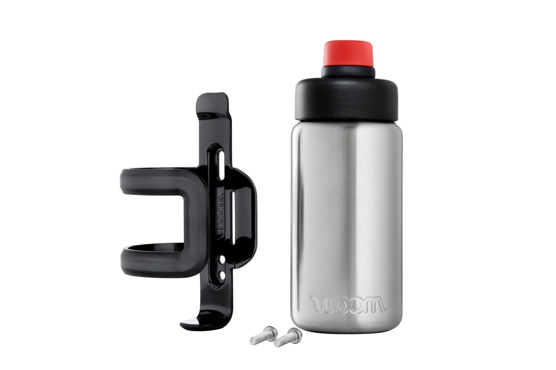 woom GLUG stainless steel thermo bottle and holder